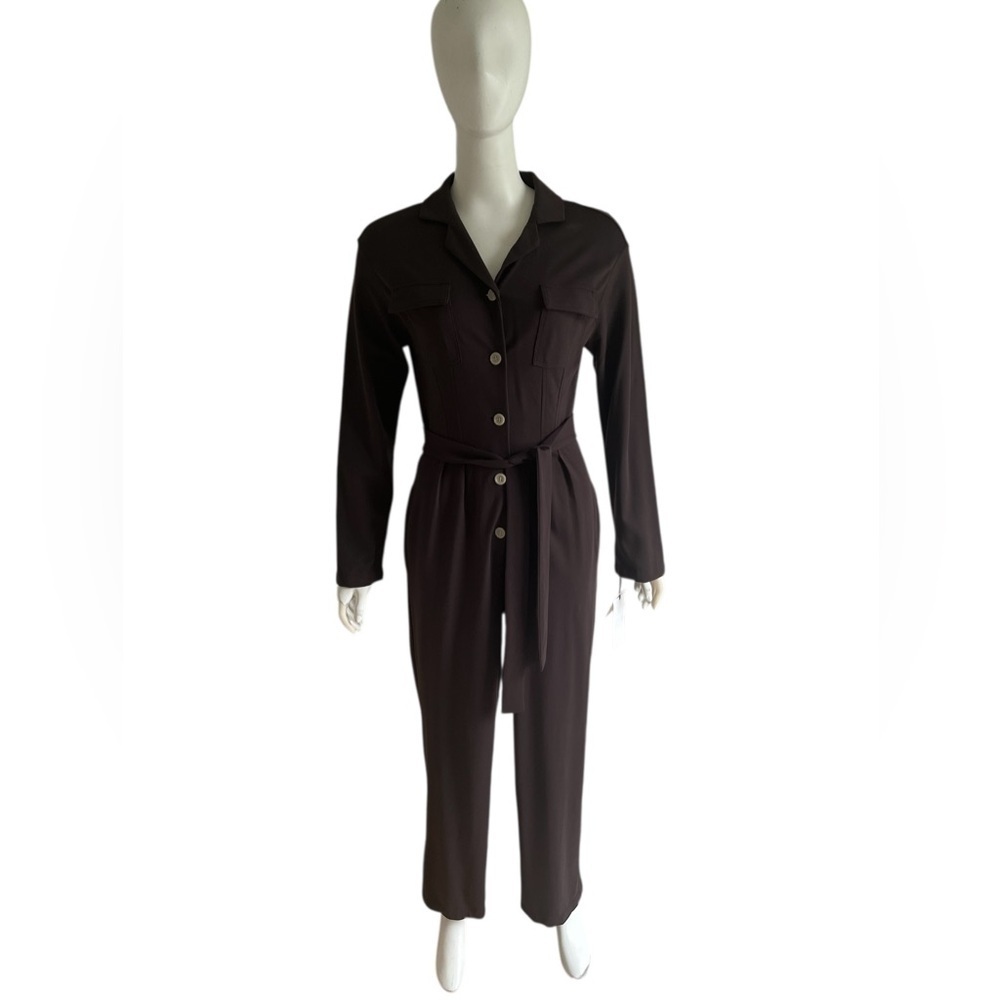 Nwt Snidel Utility Safari Straight Leg Belted Brown Jumpsuit Size 0 / Us Small — image 3 of 8